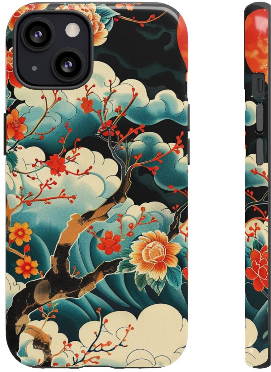 Bloemrijke Tak onder de Maan – Telefoonhoesje Geschikt voor iPhone 13