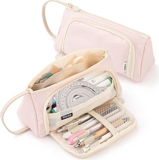 Etui voor meisjes en tieners, grote capaciteit, duurzaam etui, schattig etui, etui met ritssluiting, perfect voor school, kantoor (paars