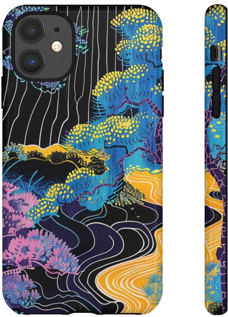 Kleurrijke Abstracte Bomen en Rivier – Telefoonhoesje Geschikt voor iPhone 11
