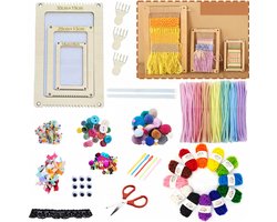 CHIWIN Houten Weefgetouw Set - Webmachin met 3 Weeframen Breien en Borduren - DIY Weefgetouw voor Kinderen & Volwassenen – Handwerken Knutselset