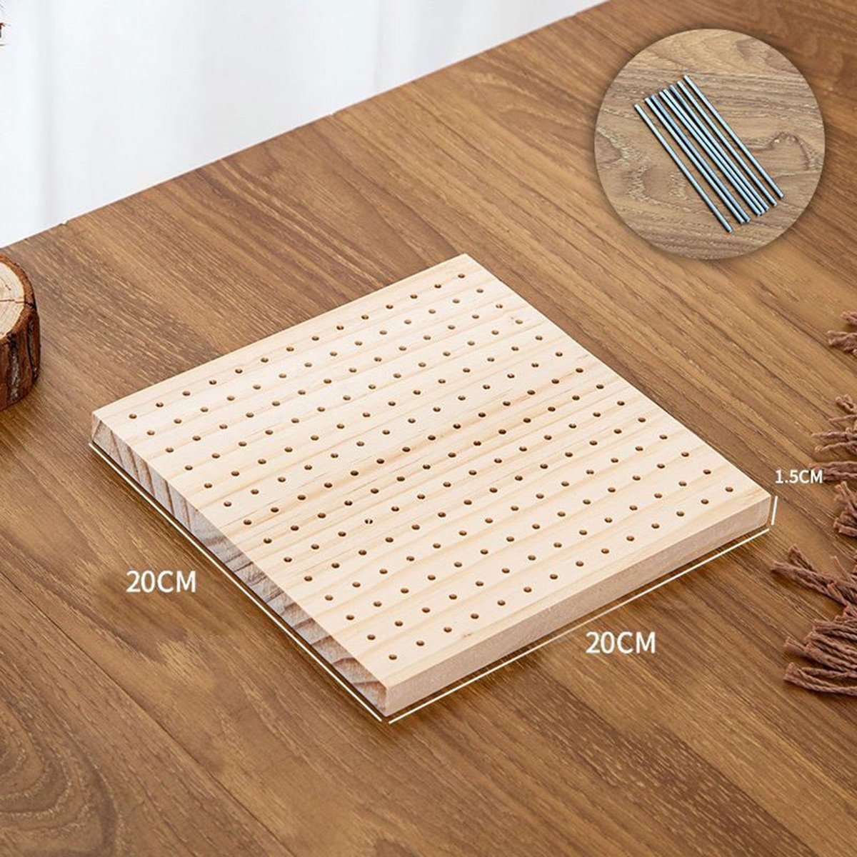 Mini Vierkante Breimachine voor Matten, Sjaals, Dekens met Haken, Houten Haakbord Om Te Weven, Haarband, Sok (Groot