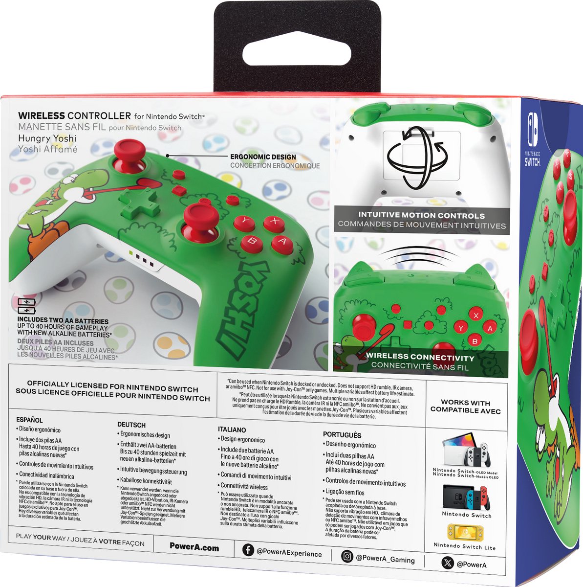 PowerA Draadloze Controller - Nintendo Switch - Hungry Yoshi – foto 4