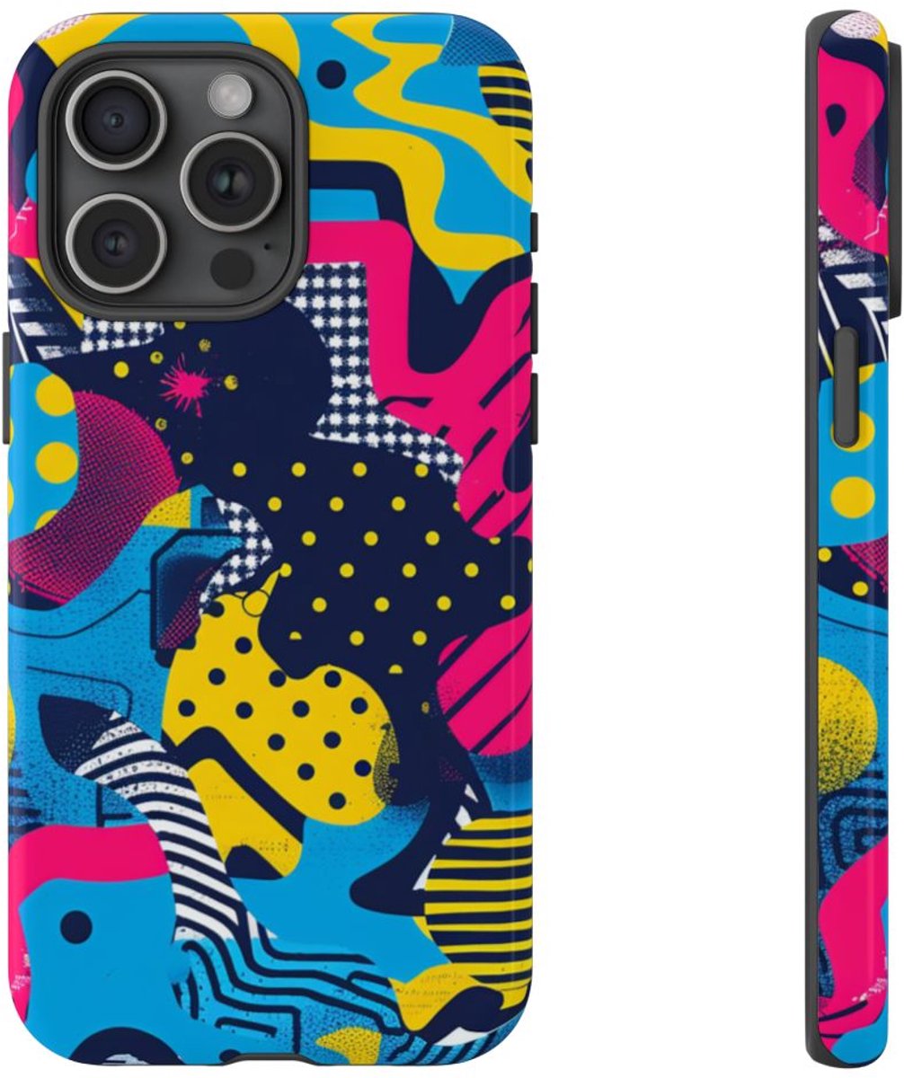 Vrolijk Abstract Geometrisch Patroon – Telefoonhoesje Geschikt voor iPhone 15 Pro Max