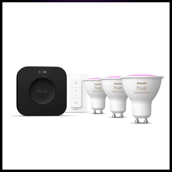 Pack Philips Hue Démarrage : Bridge + 4 Ampoules Blanches + 1 Ampoule Couleur - Occasion