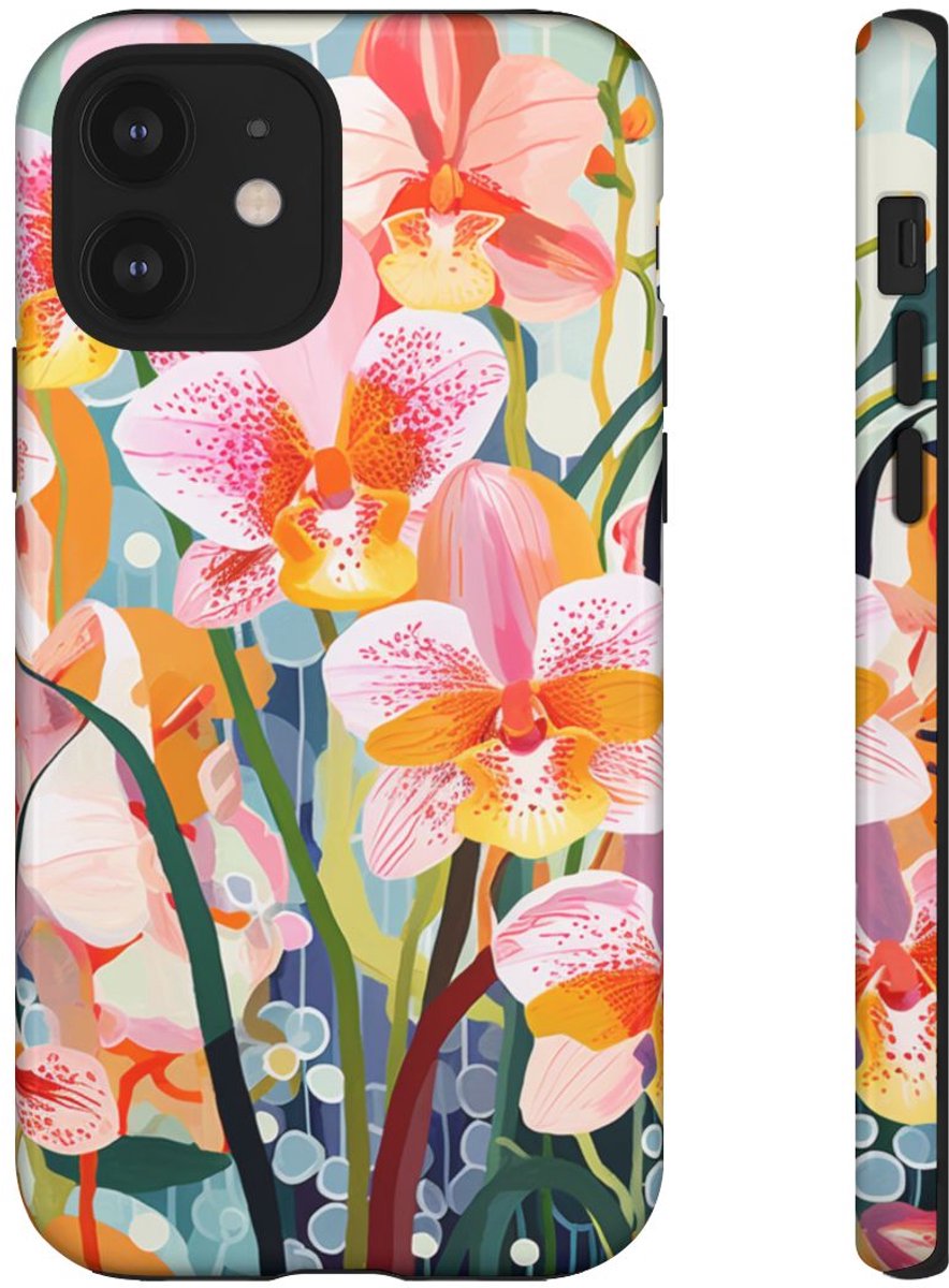 Kleurrijke Orchideeën Illustratie – Telefoonhoesje Geschikt voor iPhone 12
