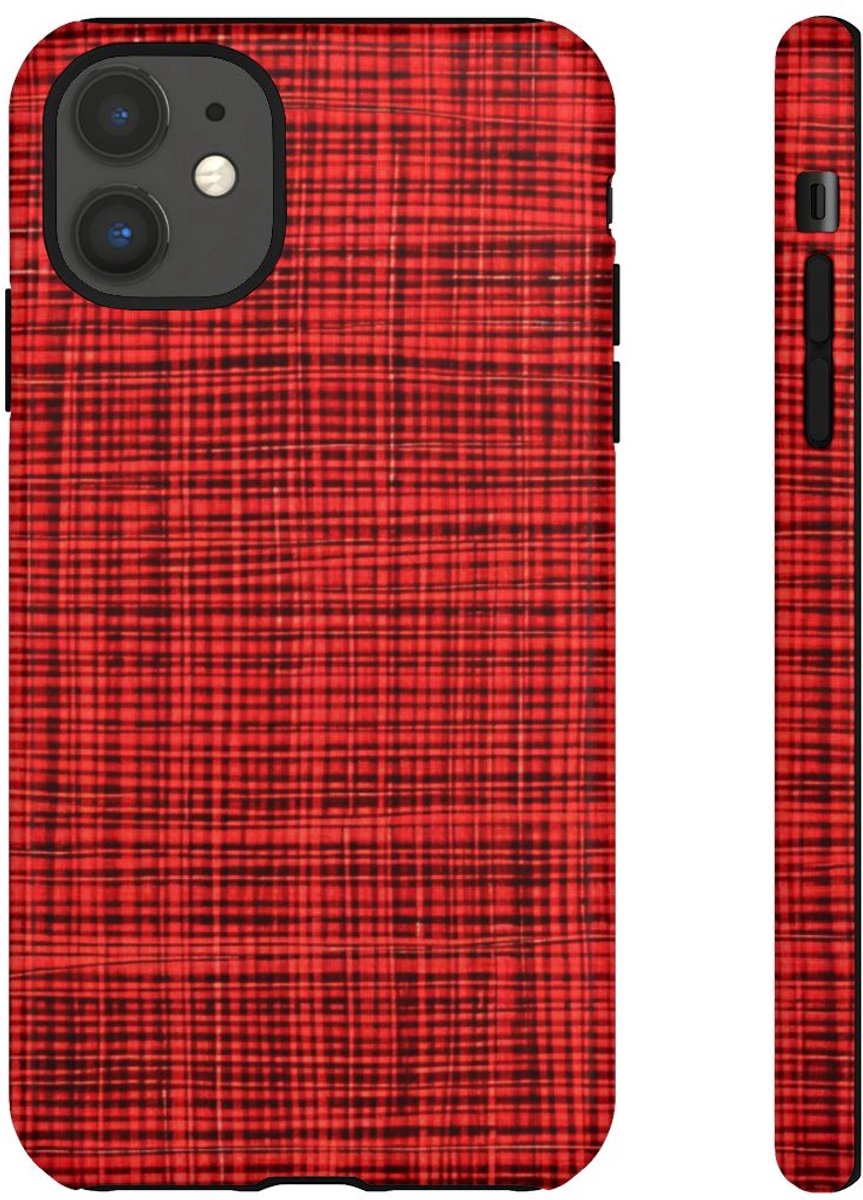 Rood Geruit Textielpatroon – Telefoonhoesje Geschikt voor iPhone 11