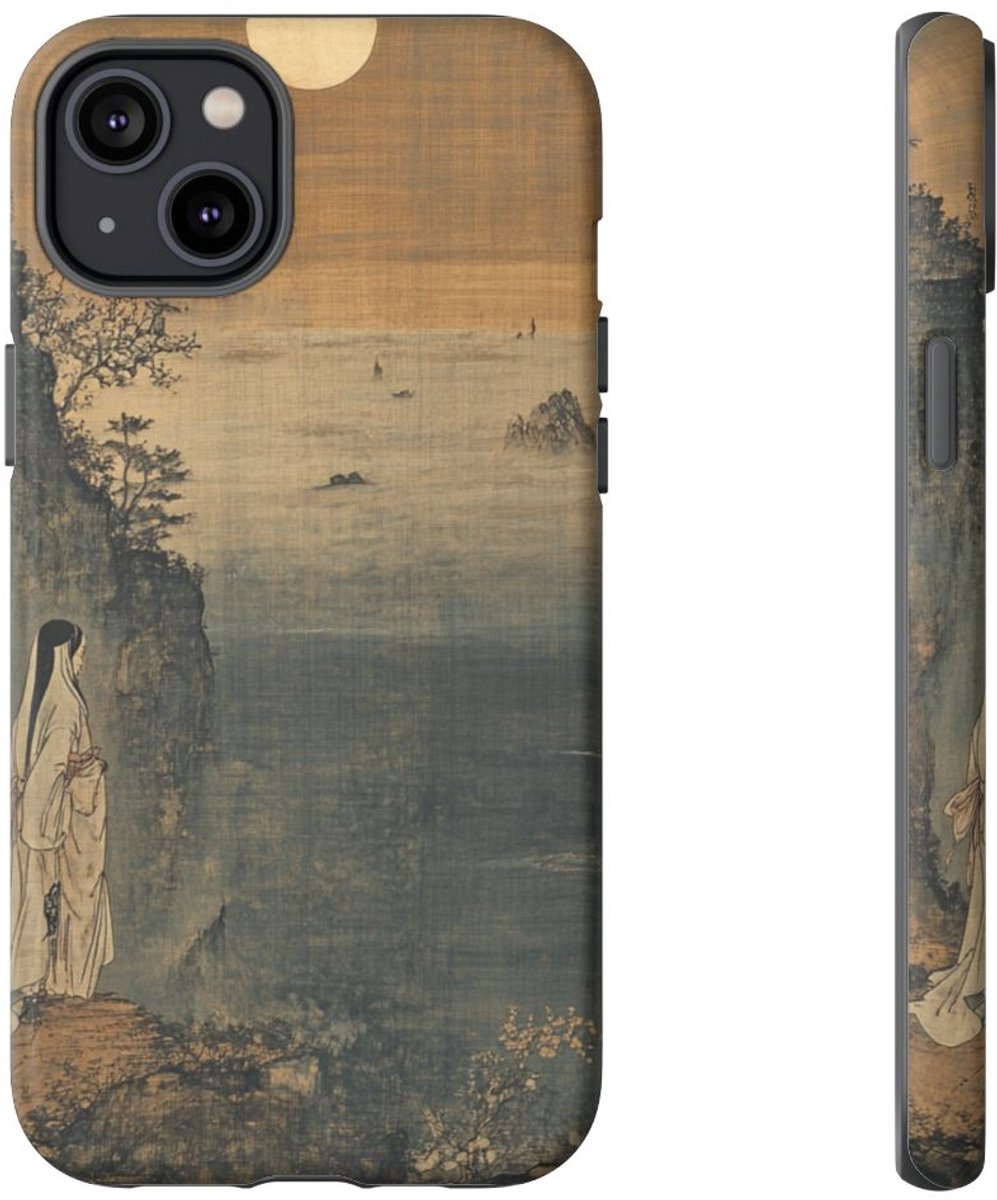 Heian Stijl Non bij Maanverlichte Zee – Telefoonhoesje Geschikt voor iPhone 14 Plus