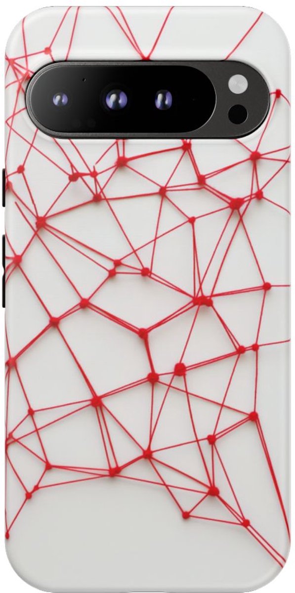 Abstract Rood Draadnetwerk – Telefoonhoesje Geschikt voor Pixel 9 Pro XL