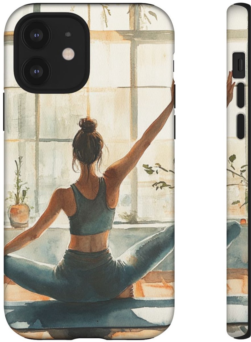 Yoga Vrouw in Aquarel – Telefoonhoesje Geschikt voor iPhone 12