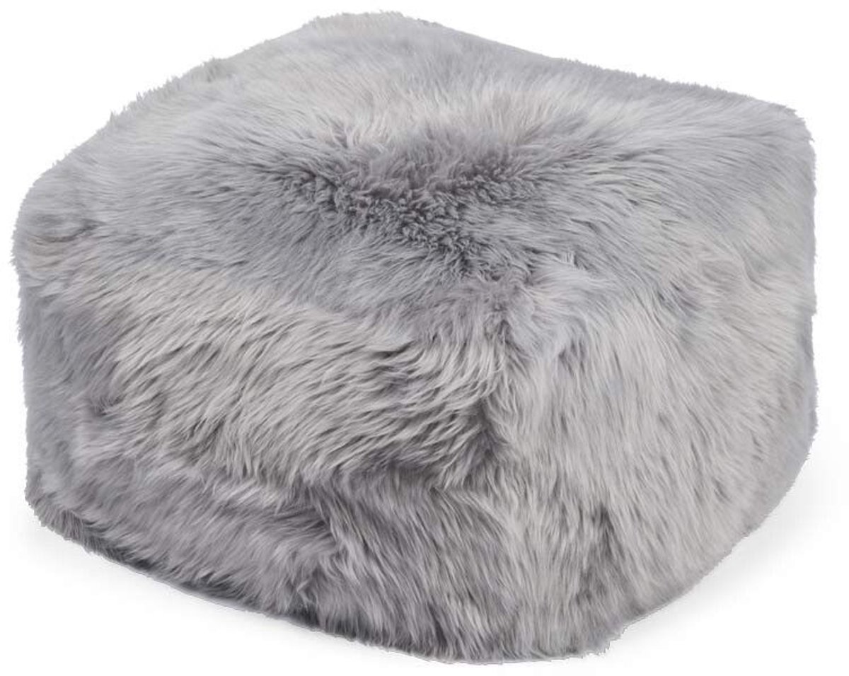 Sheepskin House - Langharige Schapenvacht Poef - 50x50x32 cm