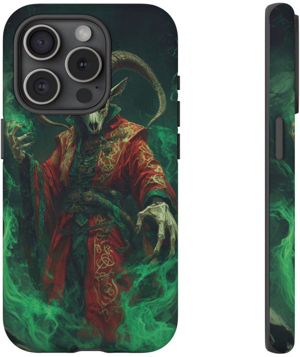 Angstaanjagend Wezen met Geiten Schedel – Telefoonhoesje Geschikt voor iPhone 15 Pro