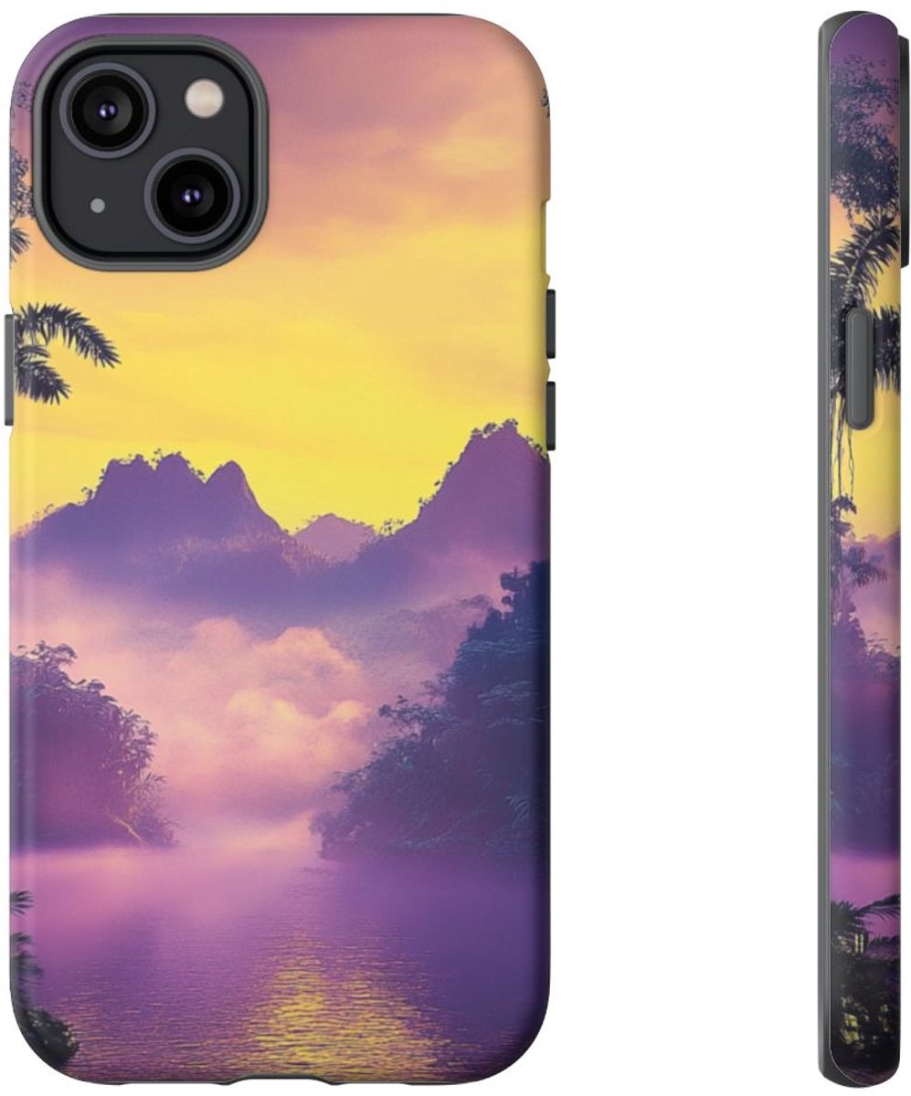 Junglemeer bij Zonsondergang – Telefoonhoesje Geschikt voor iPhone 14 Plus