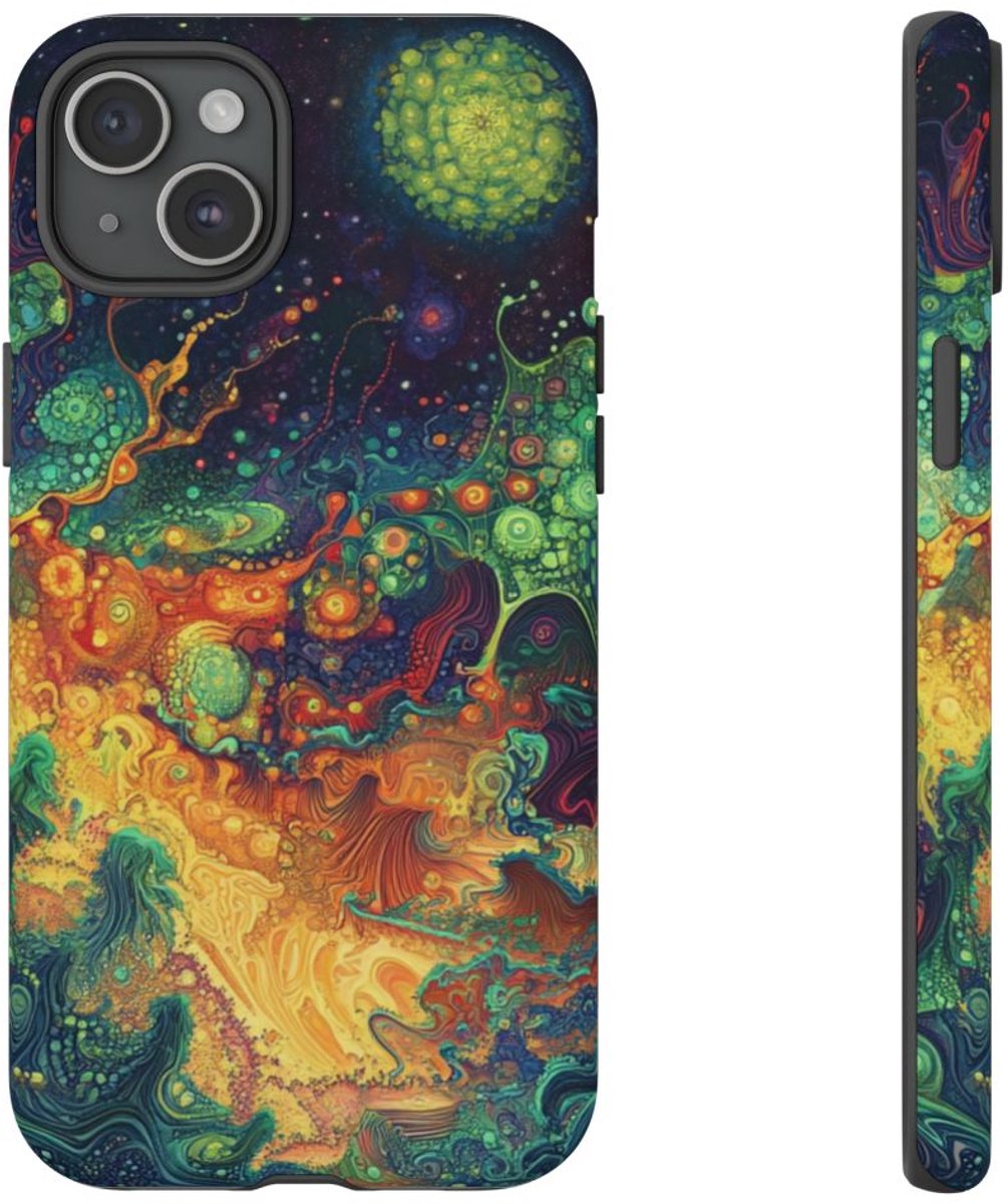 Kleurrijk Abstract Fractaalpatroon – Telefoonhoesje Geschikt voor iPhone 15 Plus