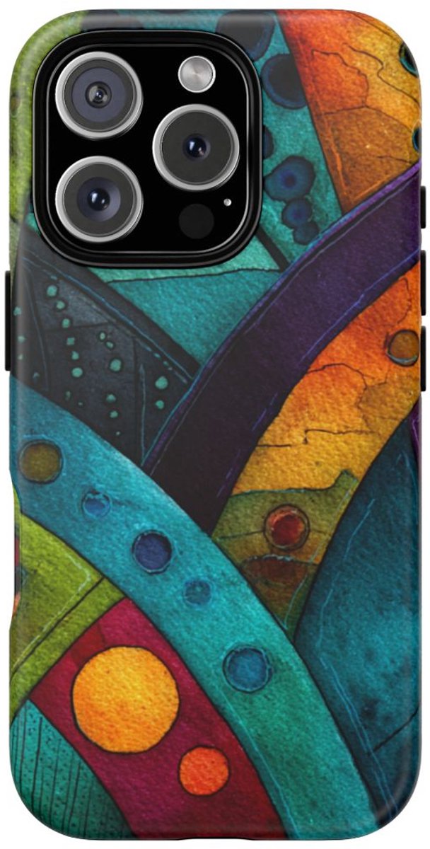Kleurrijke Abstracte Geometrische Kunst – Telefoonhoesje Geschikt voor iPhone 16 Pro
