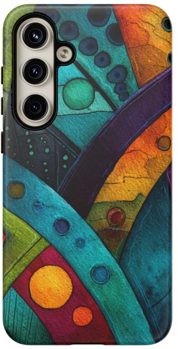 Kleurrijke Abstracte Geometrische Kunst – Telefoonhoesje Geschikt voor Galaxy S24 Plus