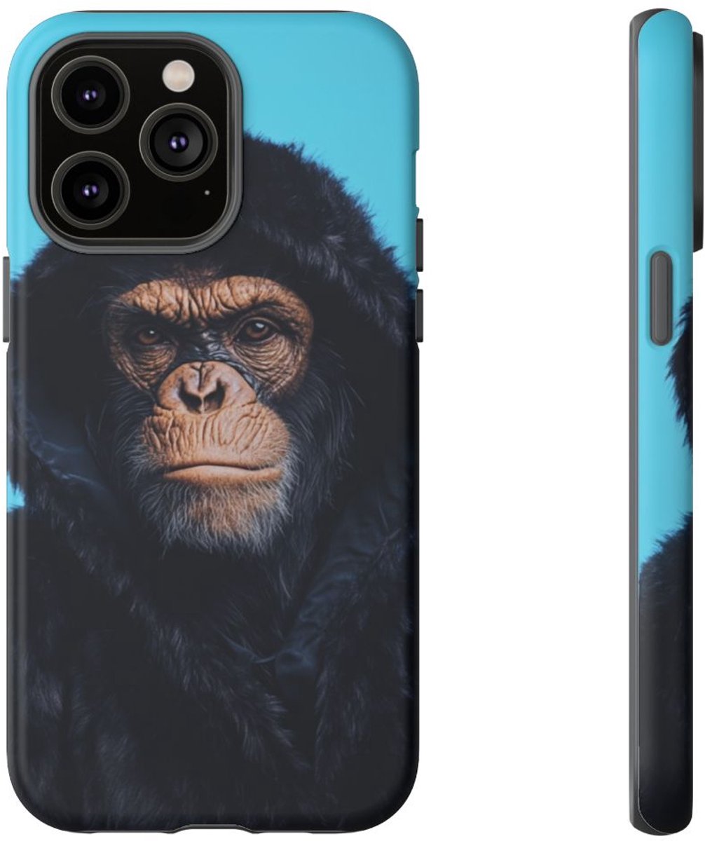 Aap met Zwarte Bonttrui – Telefoonhoesje Geschikt voor iPhone 14 Pro Max