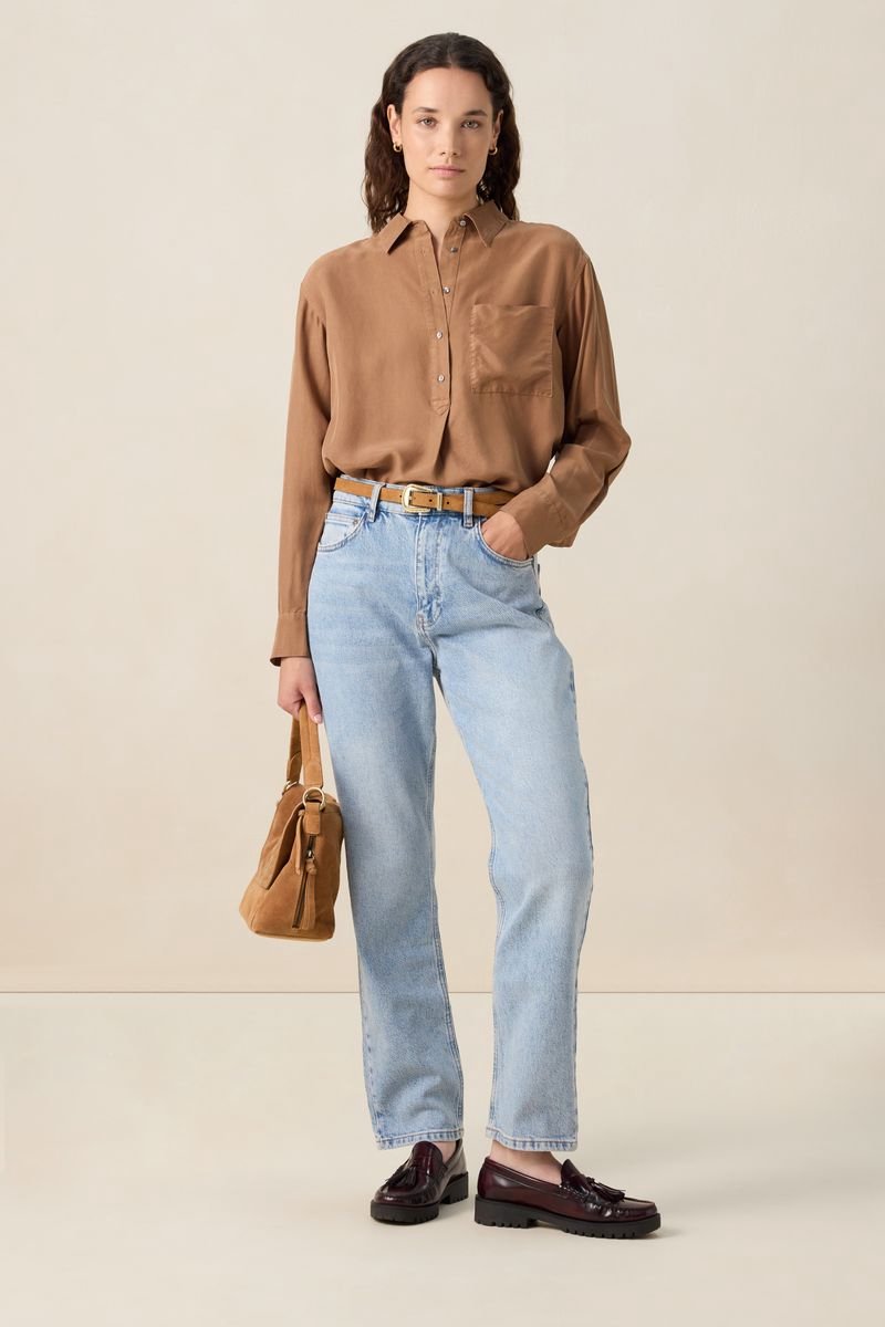 Sissy-Boy - Bruine zijden blouse
