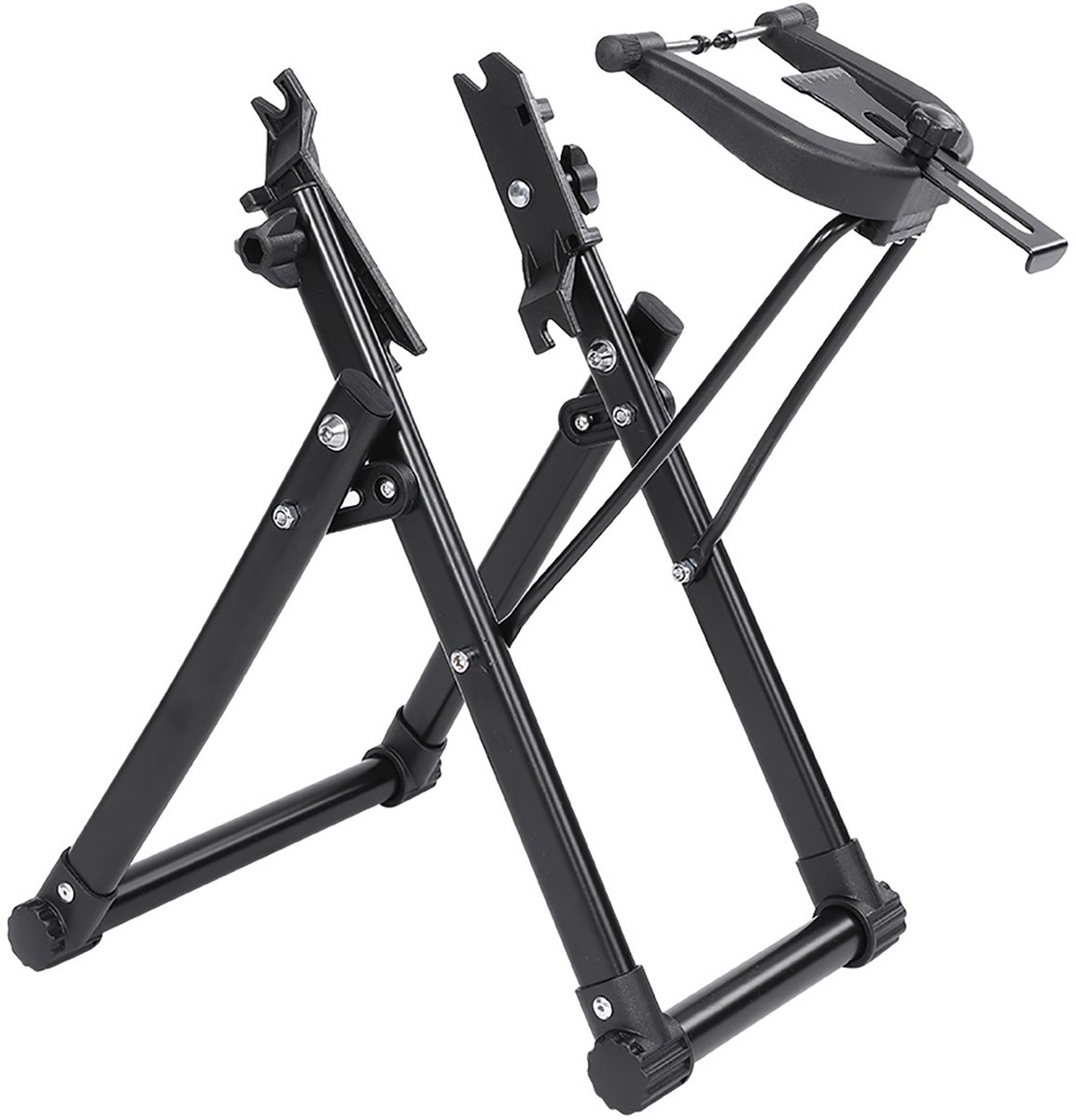 Fietswiel Montagestandaard, Richtstandaard – Professionele Velguitlijner – Aluminium – Opvouwbaar & Compact – Geschikt voor 25-27 Inch Wielen – MTB & Racefiets – Zwart