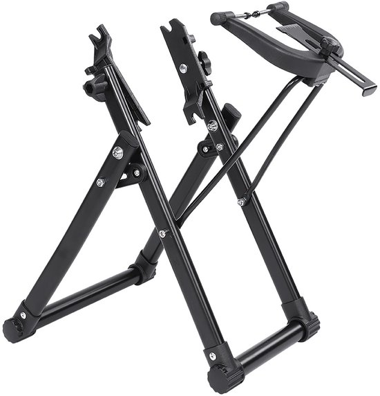 Fietswiel Montagestandaard, Richtstandaard – Professionele Velguitlijner – Aluminium – Opvouwbaar & Compact – Geschikt voor 25-27 Inch Wielen – MTB & Racefiets – Zwart