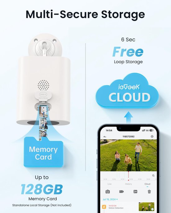 ieGeek 5MP Solar Beveiligingscamera - met Ingebouwd Zonnepaneel - AI-bewegingssensor - Slim Alarm - Kleuren Nachtzicht - 2-weg Audio van Merkloos — afbeelding 4