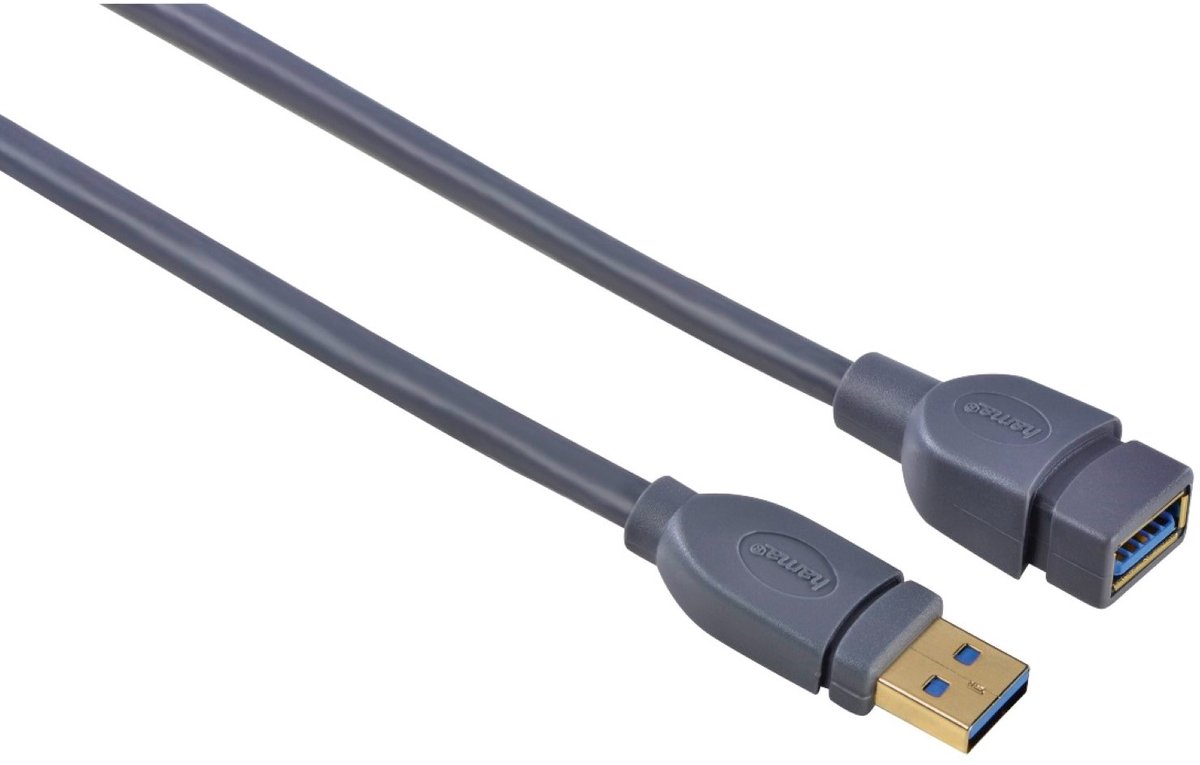 USB 3.0 verlengkabel verguld 3m grijs