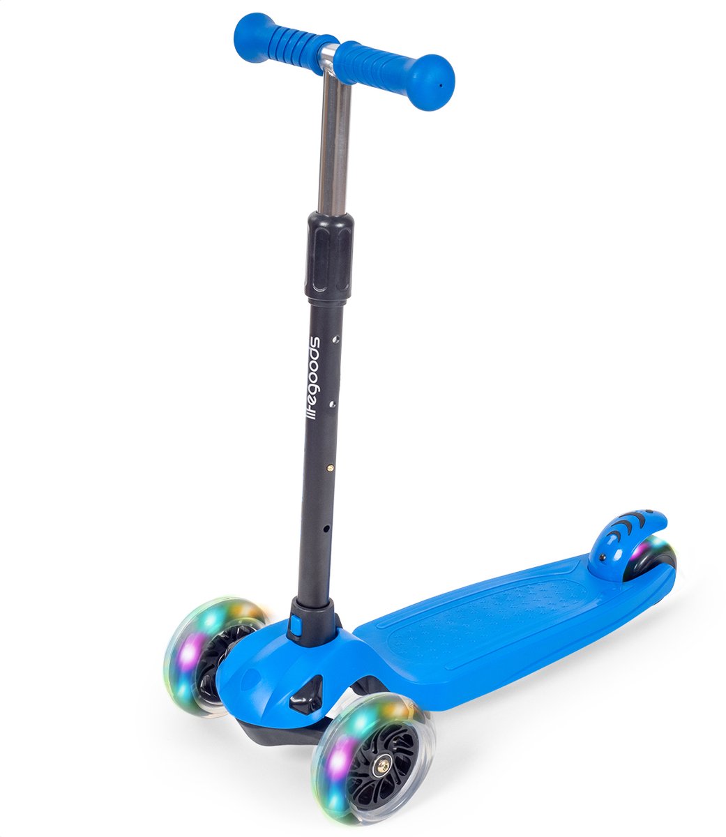 LifeGoods TurboRide Kinderstep - Step 5-8 Jaar - 3 Lichtgevende Wielen - Jongens/Meisjes - Blauw