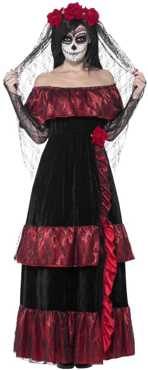 Day of the Dead Mexicaanse bruidsjurk - Verkleedkleding dames - Maat S - 36-38