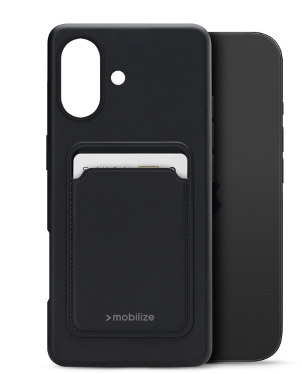 Mobilize Rubber Gelly Card Case - Geschikt voor Apple iPhone 17 - Matt Black