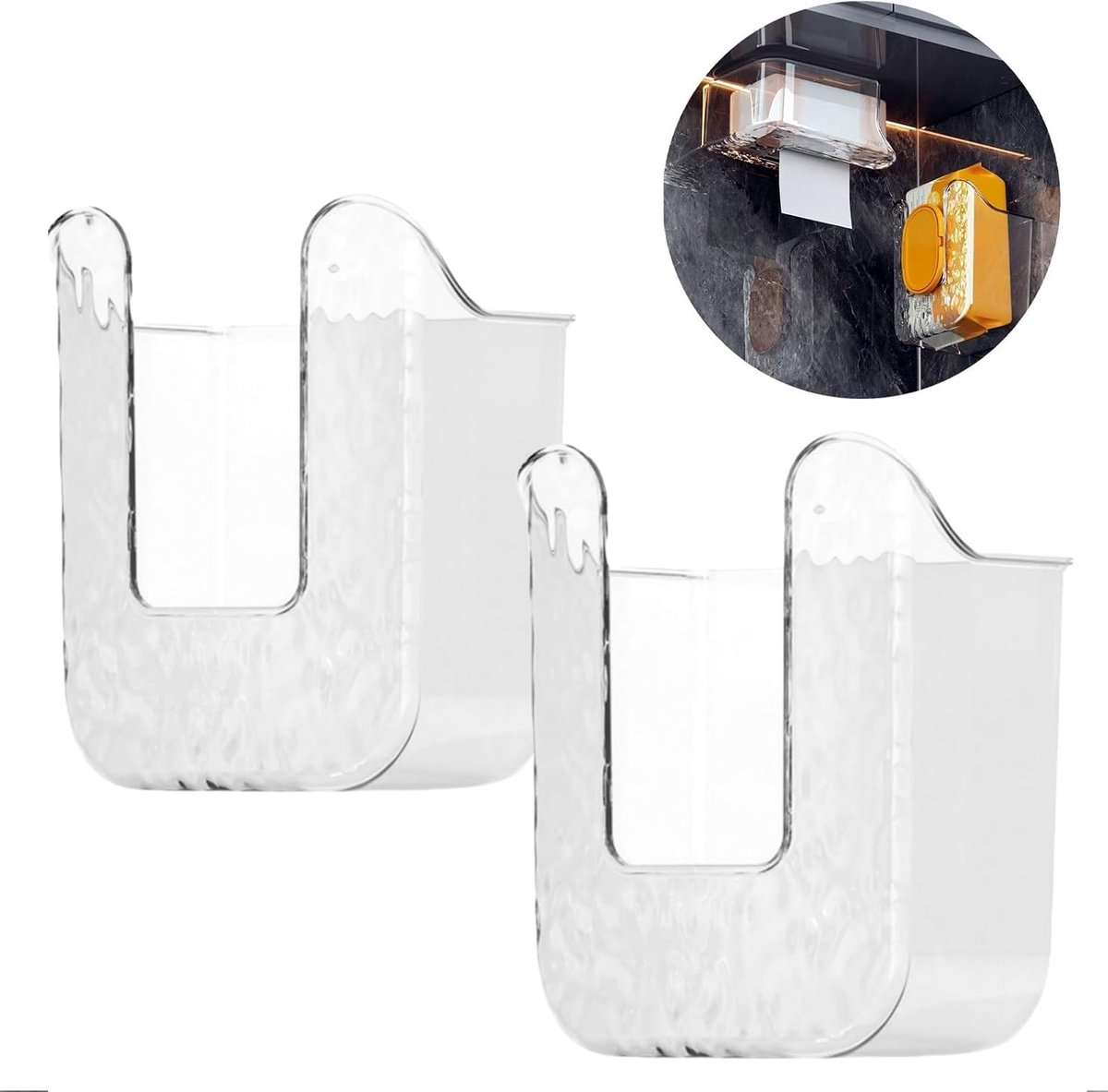 Image of 2 stuks Vochtig Toiletpapier Houder - Dispenser voor nat toiletpapier zonder gaatjes - Opbergdoos voor vochtige doekjes - Wanddispenser voor tissues - Zelfklevende dispenser voor babydoekjes - Tissuedispenser Geschikt voor badkamers -Transparant