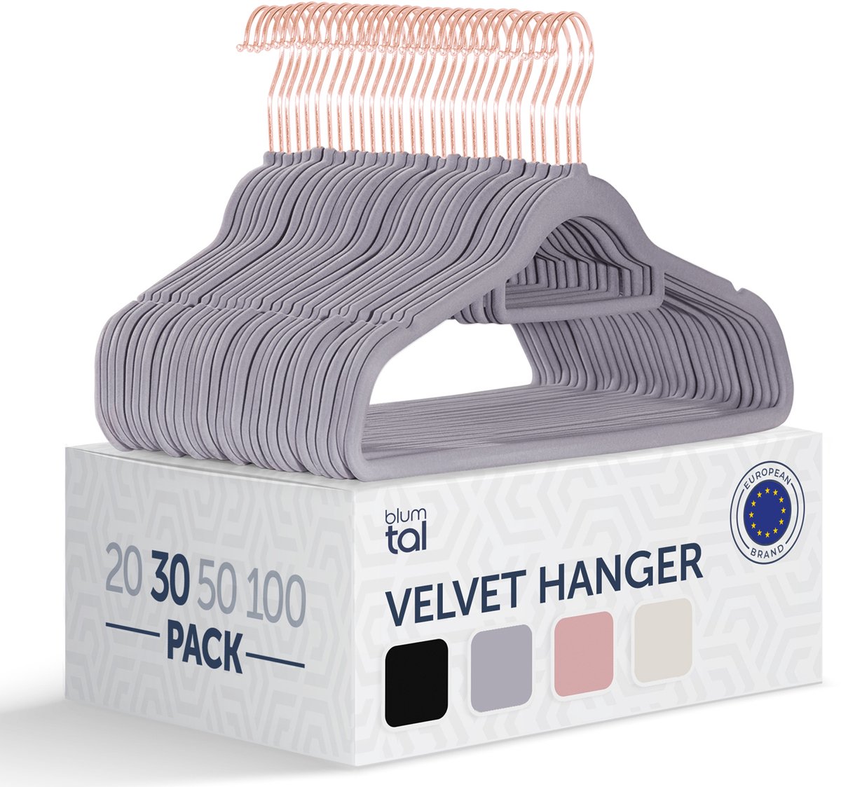 Blumtal - Kledinghangers - Velvet - Fluweel - Rose Gold - Grijs - 30 stuks