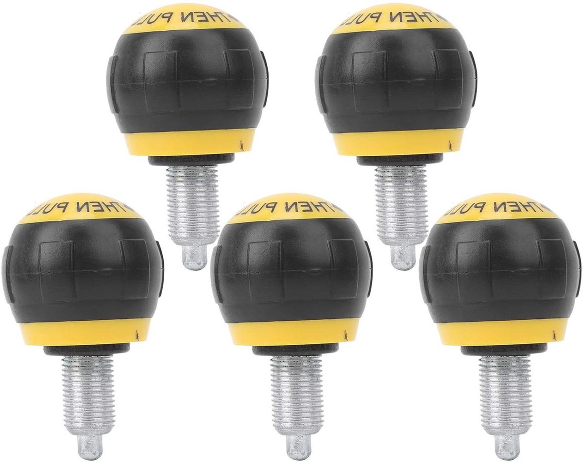 Pull Pin Lente Knop Fitness Pop M16 - 5 Stuks - Voor Thuis Fitness Handvat Oefening - Reserve Accessoire - Zwart Geel