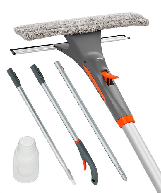 Foto: 4 in 1 raamwisser met telescoopsteel wasborstel ramenwasser ruitenwisser 225 cm ramen wassen en zemen met ingebouwde spray functie