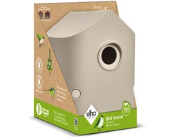 Elho Cosy Bird House 18cm - Vogelhuisje voor Tuin of Balkon - Geschikt voor meer dan 11 Soorten - 100% Gerecycled Plastic - L17.6 x B18 x H23 cm - Paddenstoel beige