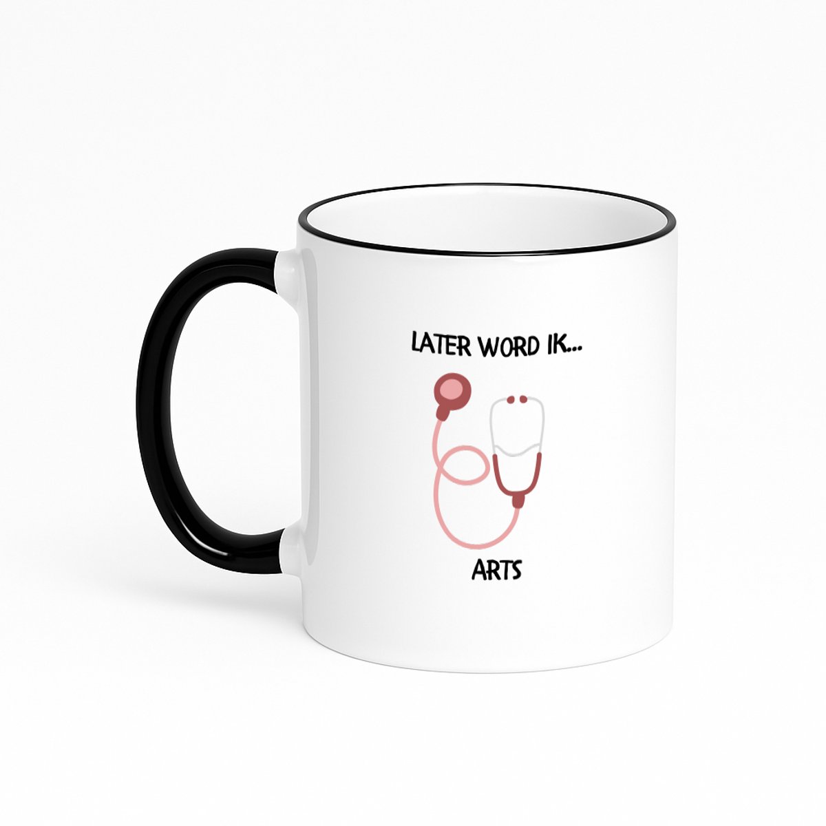 Hacebo® - Later word ik arts koffiebeker met gekleurde rand zwart - Arts - Artsen - thee mok - koffie beker - Ziekenhuis - dokter - verpleegkundige - koffiemok - 330 ML