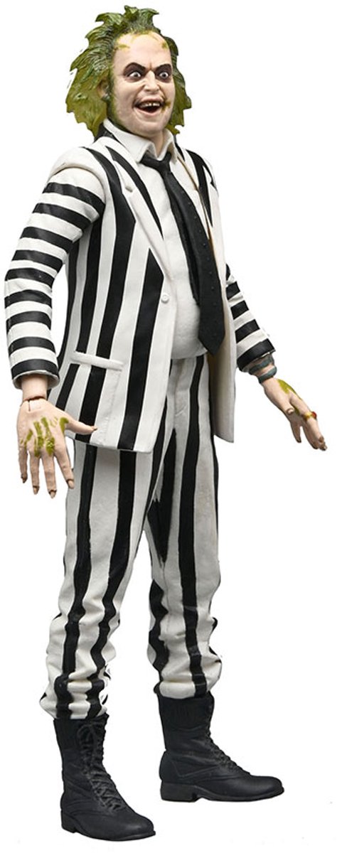 NECA Beetlejuice 1988 Action Figure Beetlejuice Black and White Striped Suit 18 cm Action Figuur
