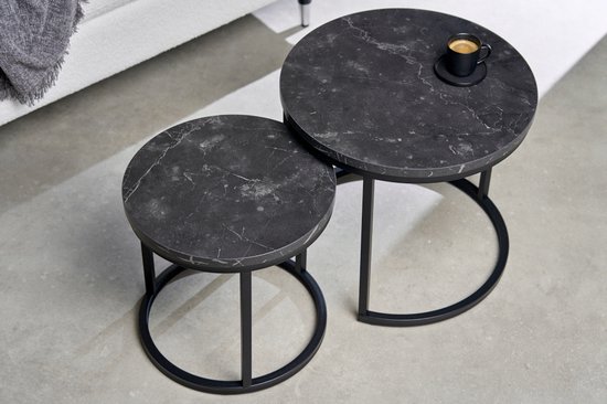 Set van 2 bijzettafels LAGUNA/CALDERA glas rood