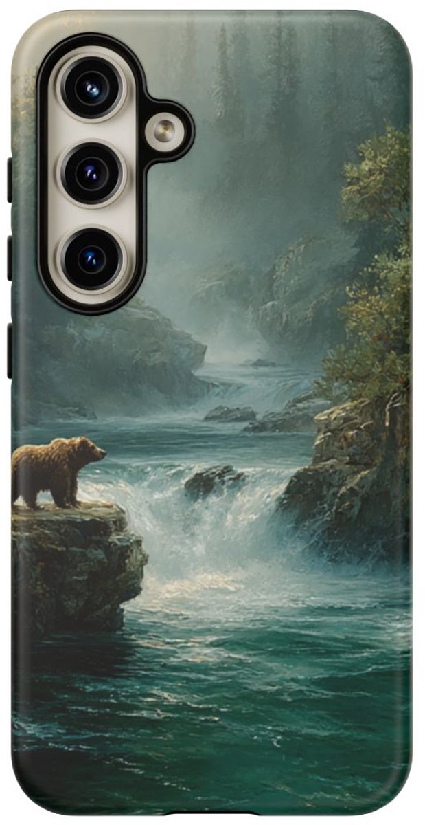 Bruine Beer bij Stromende Rivier – Telefoonhoesje Geschikt voor Galaxy S24