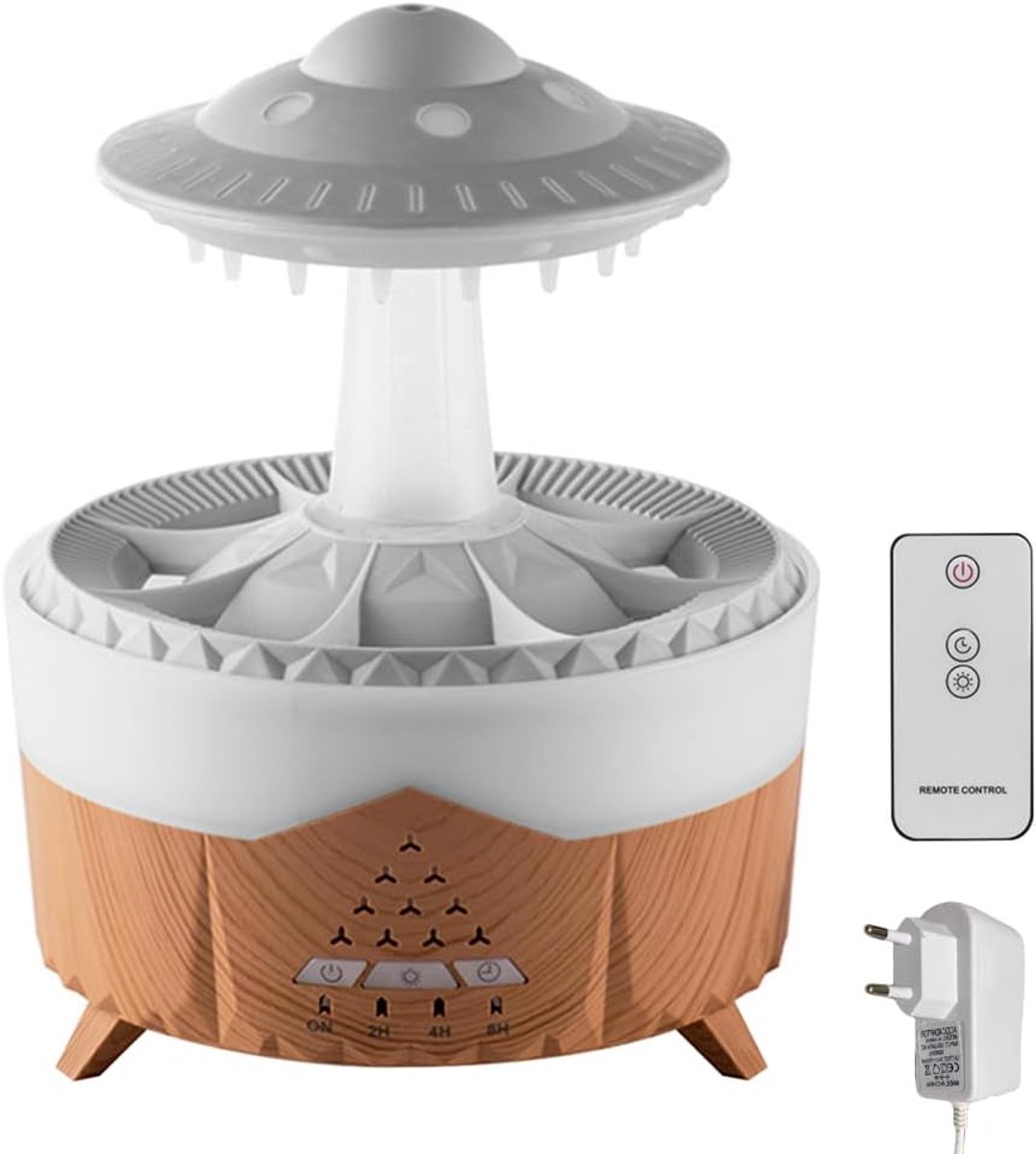 Luchtbevochtiger - regenwolk - 350 ml - aromatherapie - diffuser met draadloze afstandsbediening - 7 kleuren omgevingslicht - 3 timermodi - voor slaapkamer - thuis - kantoor - luchtvochtigheid - ontspanning