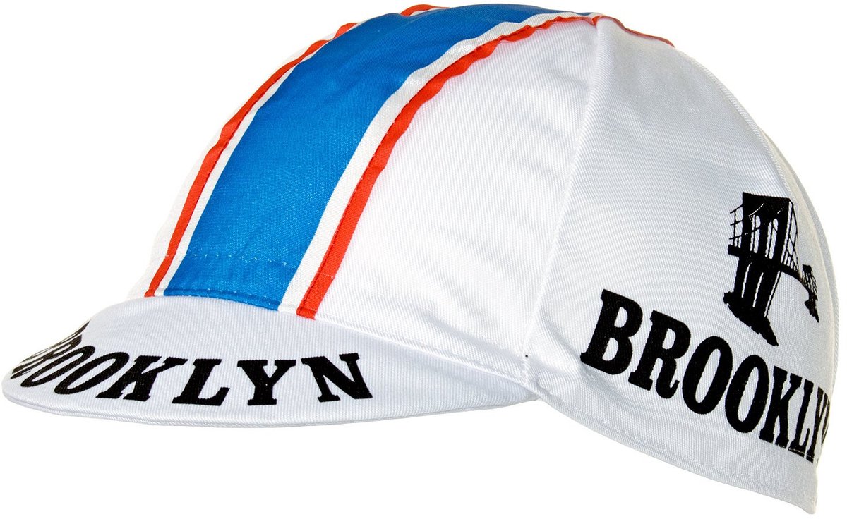 Retro Koerspet Brooklyn White / Fietspetje Wit Blauw - One Size