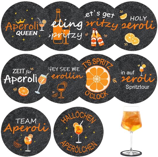 Lot De 6 Dessous De Verre Aperol Spritz + 50 Confettis - Idéal Pour Fêtes Et Cadeaux Fans D'Aperol - 11