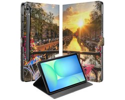 Book Case Hoesje met Standaard Amsterdamse Grachten Samsung Galaxy Tab S10 FE | Tab S9 FE