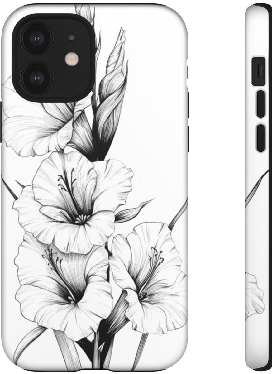 Fijnlijn Gladiolen Bloemmotief – Telefoonhoesje Geschikt voor iPhone 12
