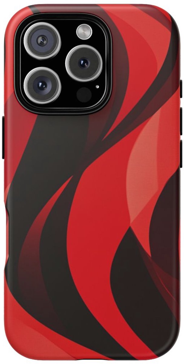 Moderne Rode Golven – Telefoonhoesje Geschikt voor iPhone 16 Pro
