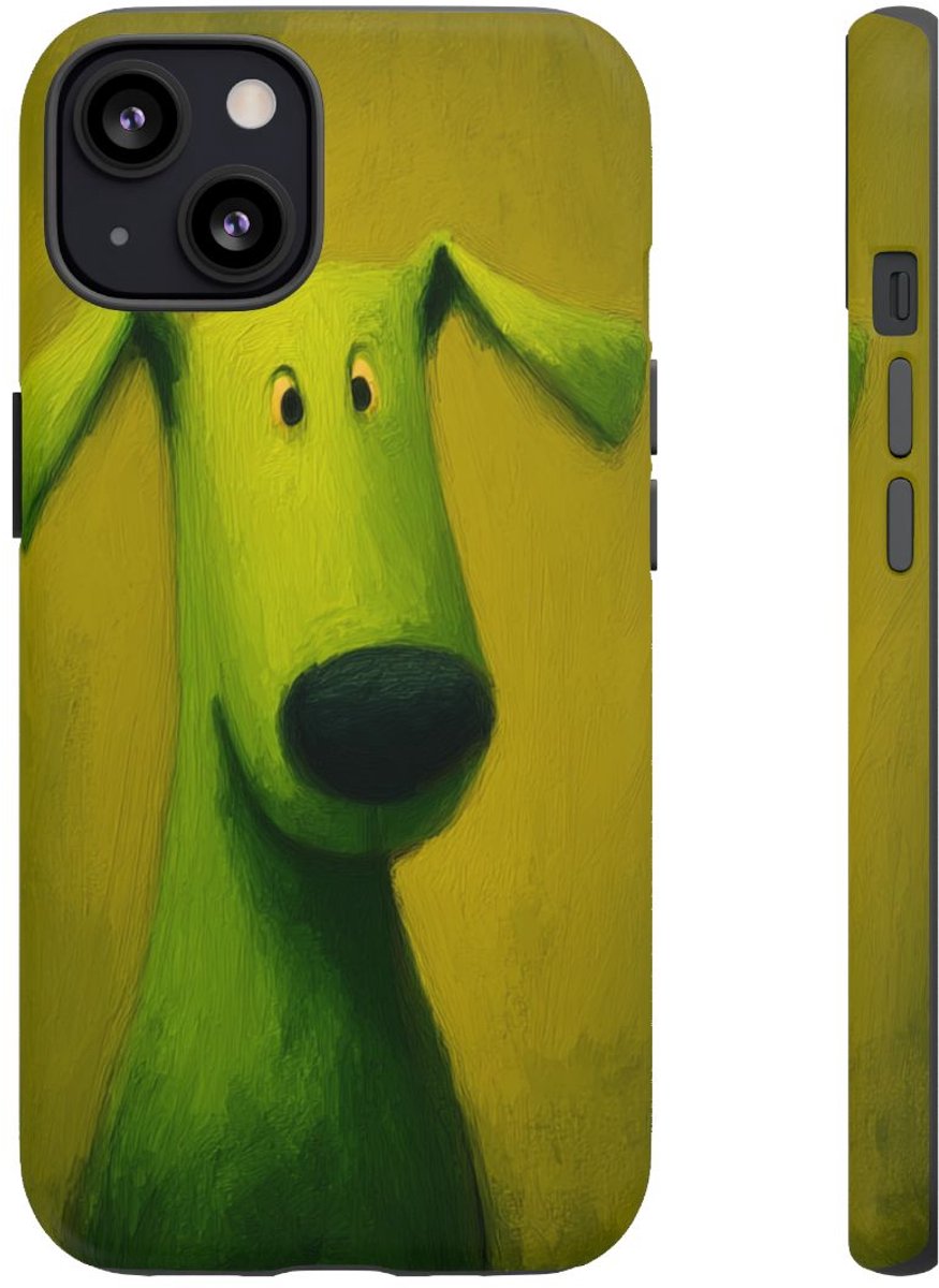 Groene Hond met Mat Effect – Telefoonhoesje Geschikt voor iPhone 13
