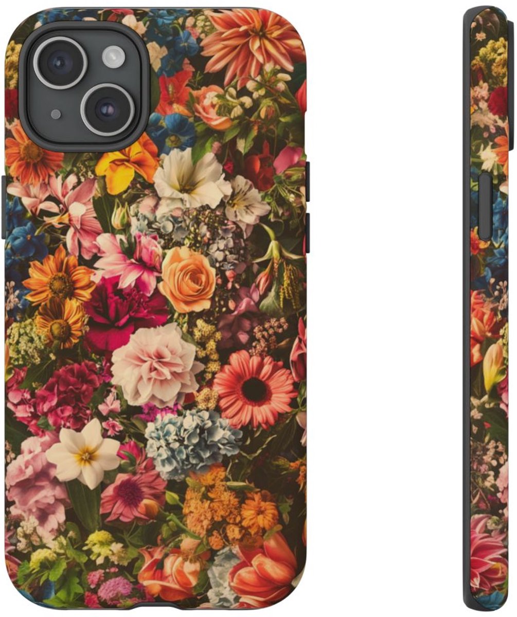 Kleurrijk Bloemenpatroon – Telefoonhoesje Geschikt voor iPhone 15 Plus