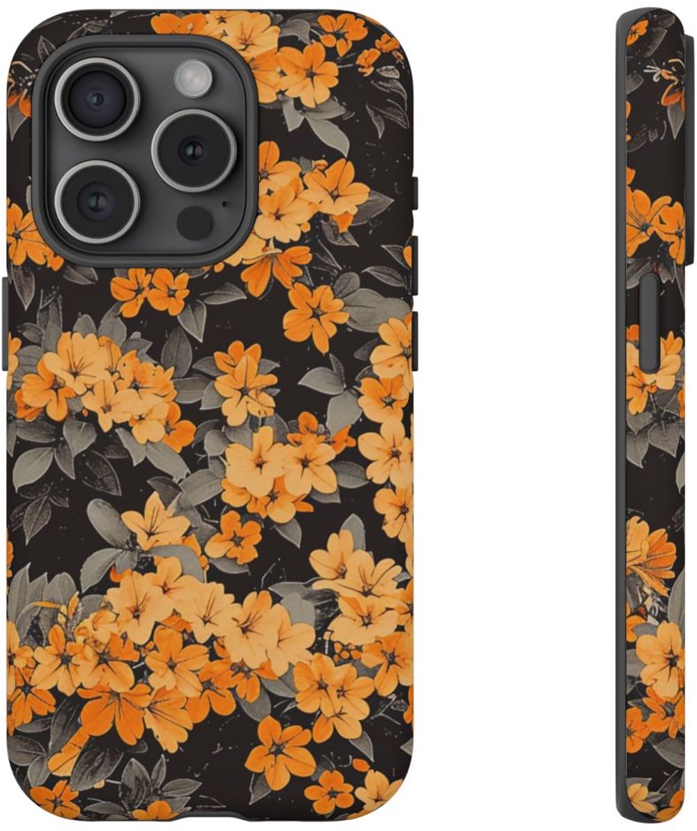 Levendige Oranje Bloemen – Telefoonhoesje Geschikt voor iPhone 15 Pro