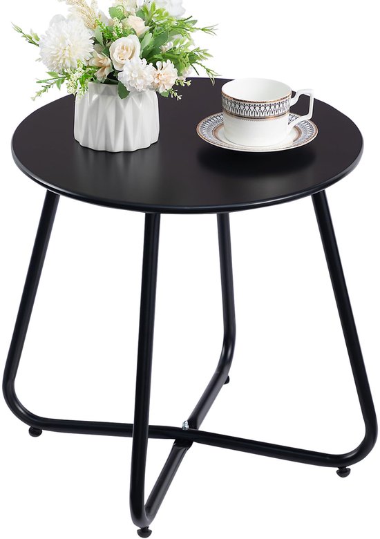 eSituro Tuintafel, banktafel, ronde salontafel, balkontafel, voor binnen en buiten, terras, woonkamer, van metaal, groen, diameter 48 x 45 cm eSituro Tuintafel, banktafel, ronde salontafel, balkontafel, voor binnen en buiten, terras, woonkamer, van metaal, groen, diameter 48 x 45 cm