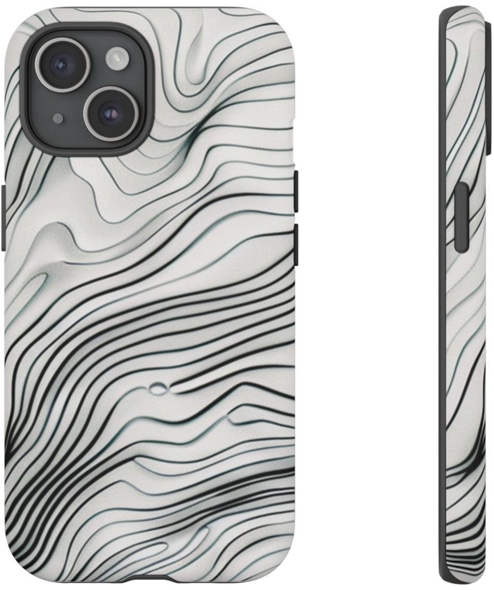 Minimalistische Topografische Lijnen – Telefoonhoesje Geschikt voor iPhone 15