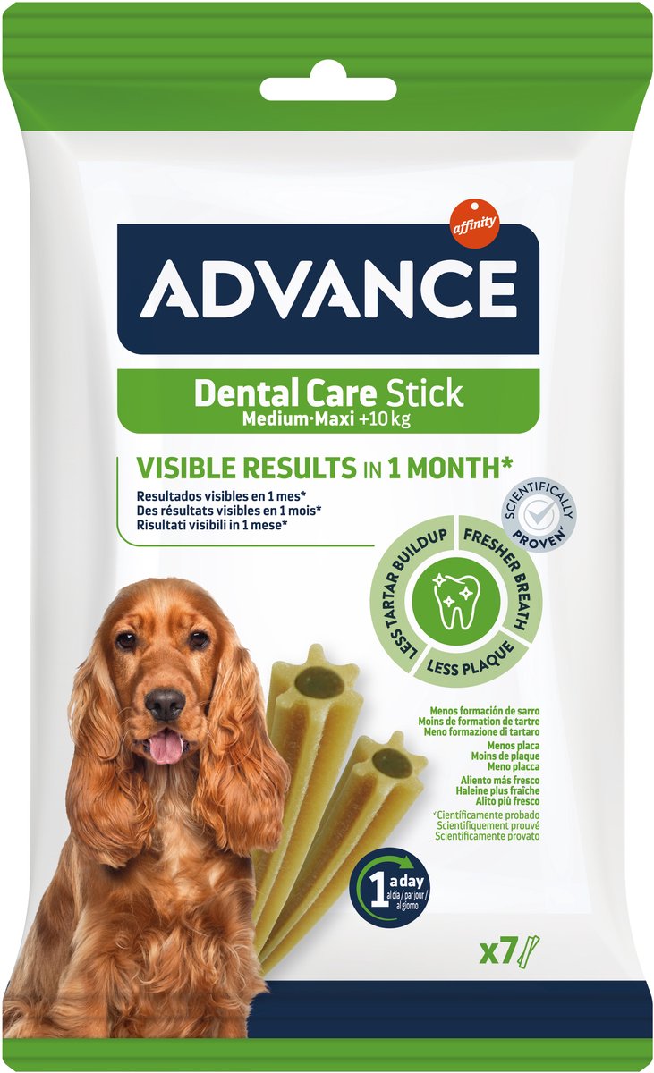 Advance Dental Care Stick - Kauwsnack Honden 10kg+ - 180g, Drievoudige Werking, Frisse Adem
