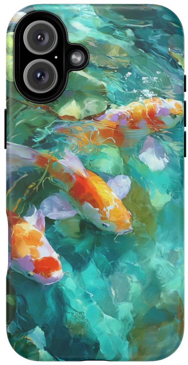 Kleurrijke Koi’s en Waterlelies – Telefoonhoesje Geschikt voor iPhone 16 Plus